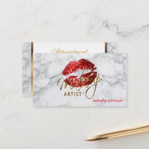 Makeup Artist Red Lips Appointment Card