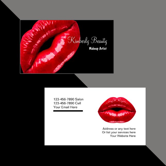 Makeup Artist Red Lips Business Card (Creator Uploaded)