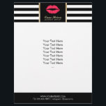 Makeup Artist Red Lips Modern Stripes Salon Flyer<br><div class="desc">Makeup Artist Red Lips Modern Stripes Salon Brochures.</div>