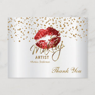 Makeup Artist  Red Lips on White Postcard