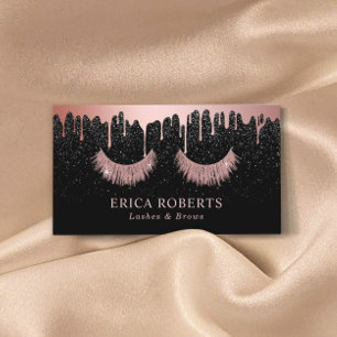 Makeup Artist Rose Gold Eyelash Trendy Dripping Business Card