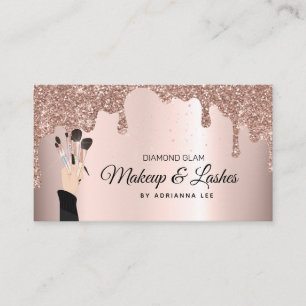 Makeup Artist Rose Gold & Glitter Beauty Salon Bus Business Card
