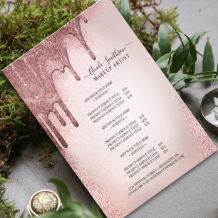 Makeup Artist Rose Gold Glitter Glam Service List Flyer