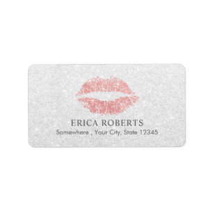 Makeup Artist Rose Gold Glitter Lips Beauty Salon Label