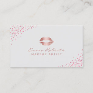Makeup Artist Rose Gold Lips Confetti Beauty Salon Business Card