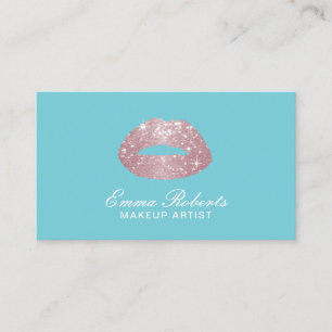Makeup Artist Rose Gold Lips Egg Blue Appointment Card