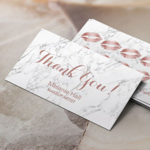 Makeup Artist Rose Gold Lips Marble Loyalty Punch Card