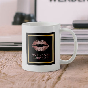 Makeup Artist Rose Gold Lips Modern Beauty Salon Coffee Mug