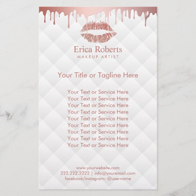 Makeup Artist Rose Gold Lips Modern Beauty Salon Flyer (Front)