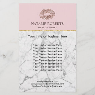 Makeup Artist Rose Gold Lips Pink Marble Salon Flyer