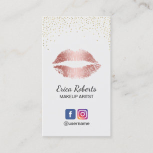 Makeup Artist Rose Gold Lips Salon Appointment Card
