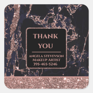 Makeup Artist Rose Gold Marble square sticker