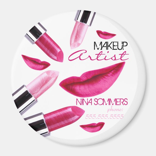 Makeup Artist Round Magnet (Front)