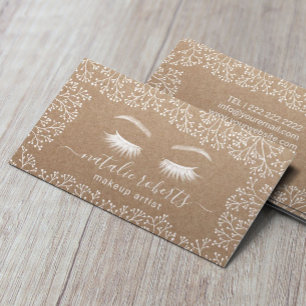 Makeup Artist Rustic Babys Breath Floral Kraft Business Card