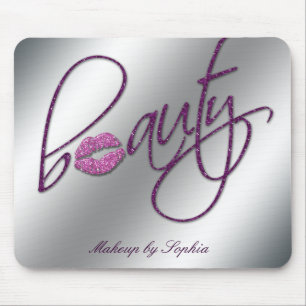 Makeup Artist Salon Cosmetology Pink Lips Glitter Mouse Pad