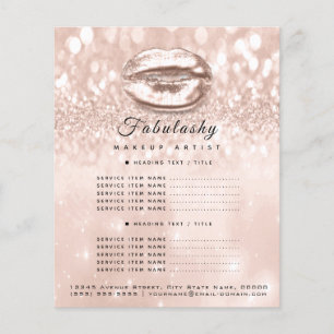 Makeup Artist Salon Glitter Flyer Rose Gold Glam