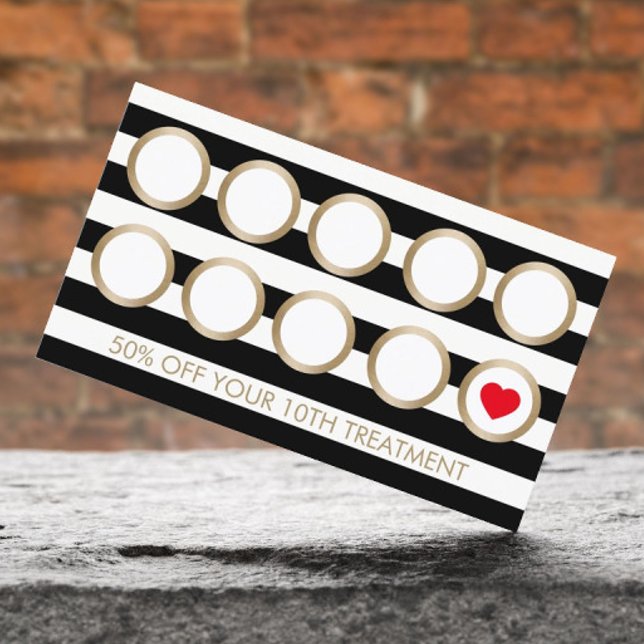 Makeup Artist Salon Modern Stripes Loyalty Punch Card (Creator Uploaded)