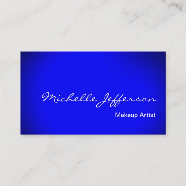 Makeup Artist Script Blue Business Card (Front)