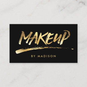 Makeup Artist Script Brush Calligraphy Gold Look Business Card
