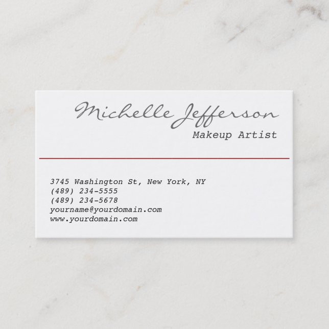 Makeup Artist Script Charming Business Card (Front)