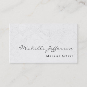 Makeup Artist Script Damask Pattern Business Card