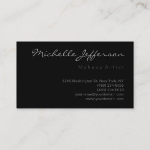 Makeup Artist Script Grey Black Business Card