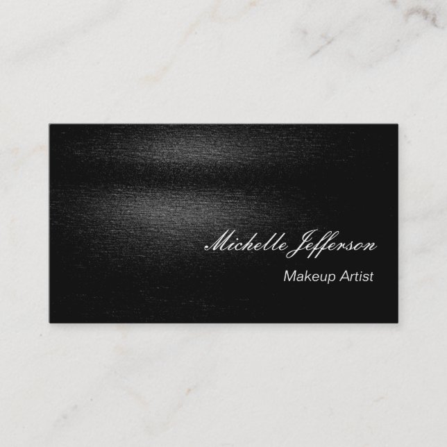 Makeup Artist Script Grey Black Business Card (Front)