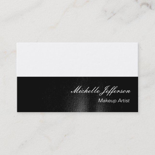 Makeup Artist Script White Black Business Card (Front)