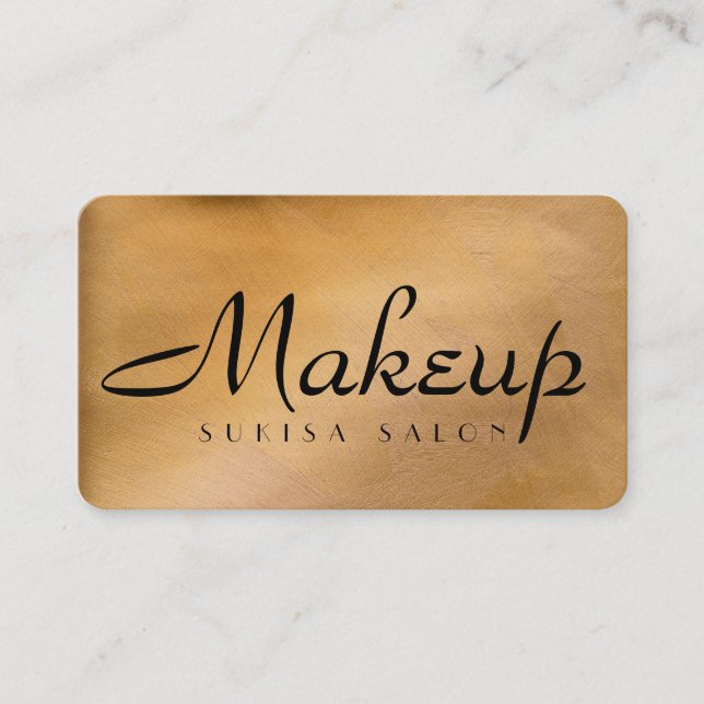 Makeup Artist Shiny Copper Round Corner Business Card (Front)