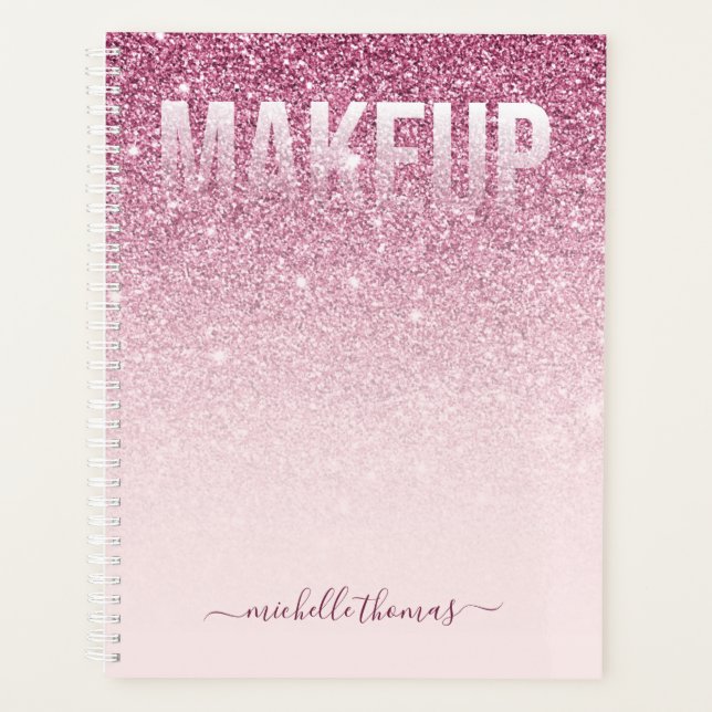 Makeup artist signature script blush pink template planner (Front)