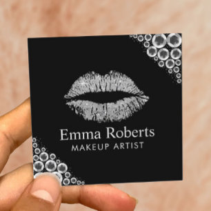 Makeup Artist Siler Glitter Lips Modern Salon Square Business Card