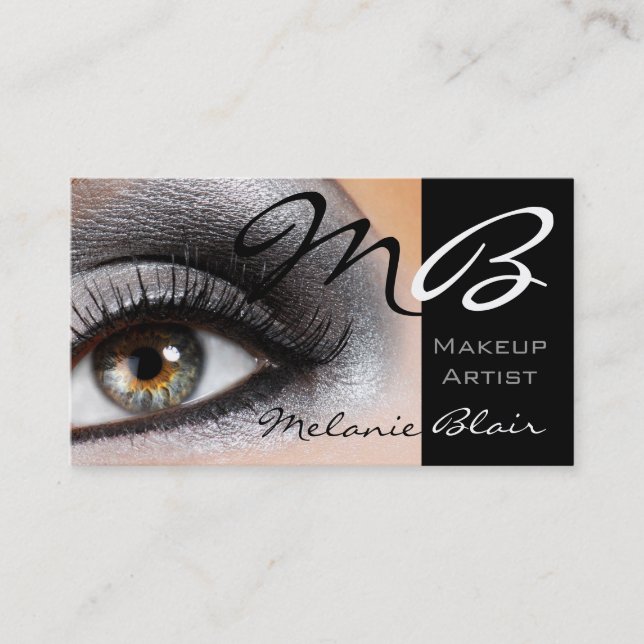 Makeup Artist Silver Smokey Eye Business Card (Front)