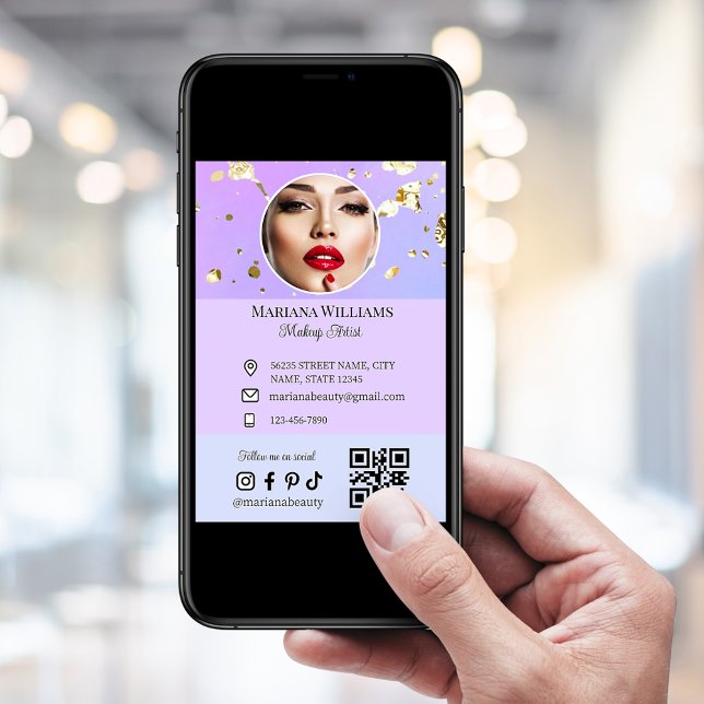 makeup artist social media photo digital business card (Creator Uploaded)