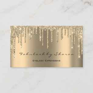 Makeup Artist SPA Lashes Glitter Drips Sepia Gold Business Card