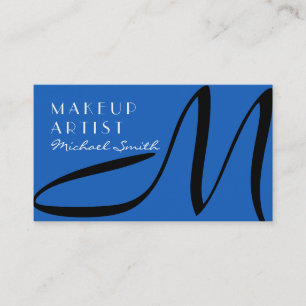 Makeup Artist Stylish Monogram Modern Denim Business Card