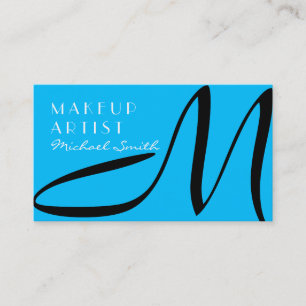 Makeup Artist Stylish Monogram Modern Sky Blue Business Card