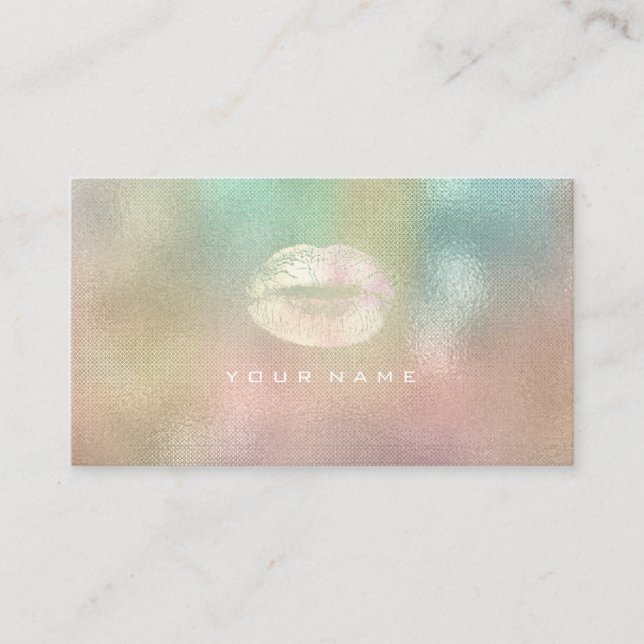 Makeup Artist Stylist Lips Pastel Pink Ombre Mint Business Card (Front)