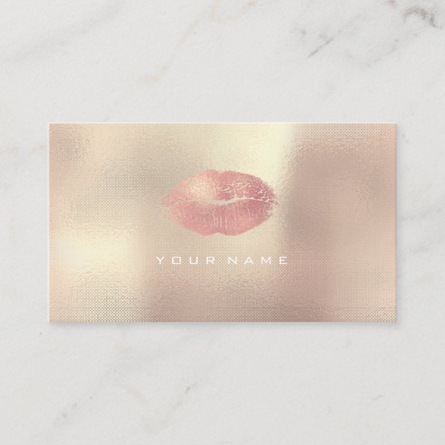 Makeup Artist Stylist Lips Rose Gold Pink Blush Business Card (Front)