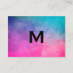 Makeup Artist Texture Watercolor Monogram Business Card