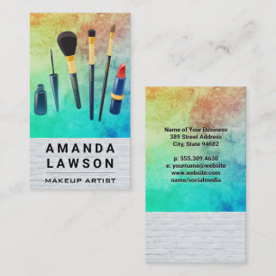 Makeup Artist Tools White Brick Texture Paint Appointment Card