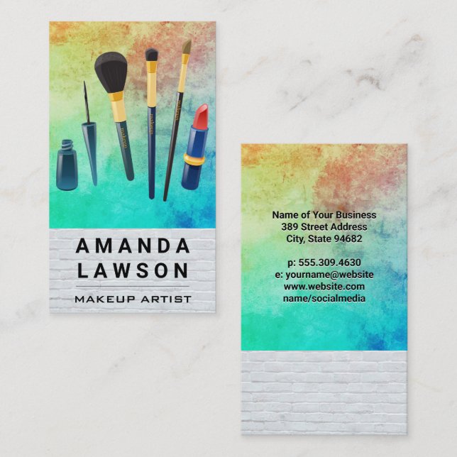 Makeup Artist Tools | White Brick Texture Paint Appointment Card (Front/Back)