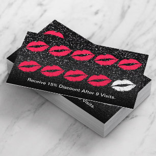 Makeup Artist Trendy Black Glitter Loyalty Punch Card
