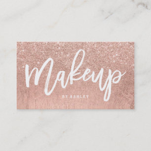 Makeup artist typography faux rose gold glitter business card