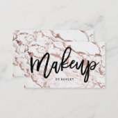Makeup artist typography rose gold white marble business card (Front/Back)