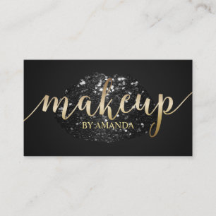 Makeup Artist Unique Black Glitter Lips Salon Business Card