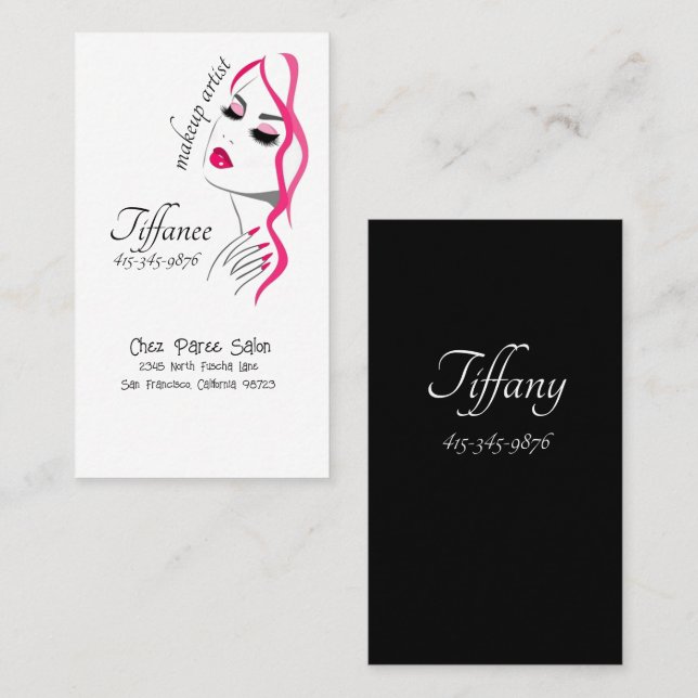 Makeup Artist Unique Drawing Business Card (Front/Back)