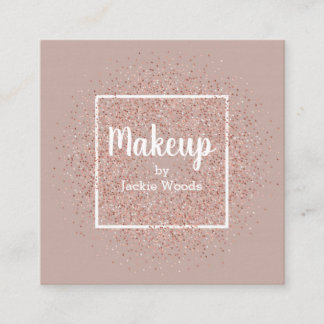 Makeup Artist w/ Simulated Rose Gold Confetti Square Business Card