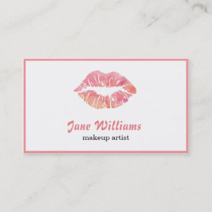 Makeup Artist Water Colour Lips Beauty Salon Business Card