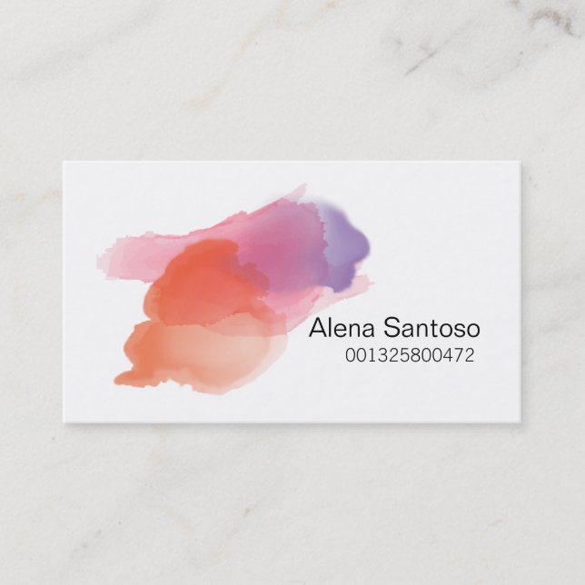 Makeup Artist - Watercolor Business Card (Front)