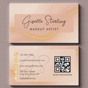 Makeup Artist Watercolor QR Code Business Card